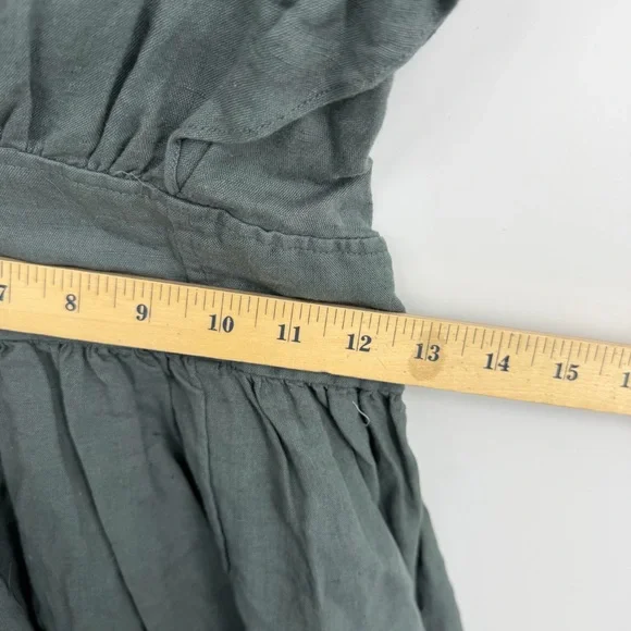 Free People Erin Ruffle Sleeve Mini Dress in gray sz S cotton linen blend - Picture 10 of 10